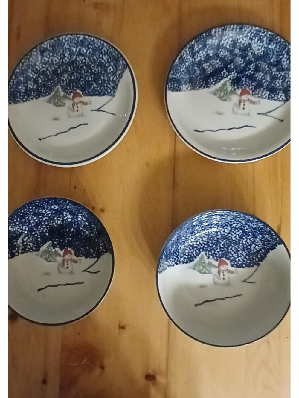 Thomson Pottery winter scene (2) plates (2) bowls